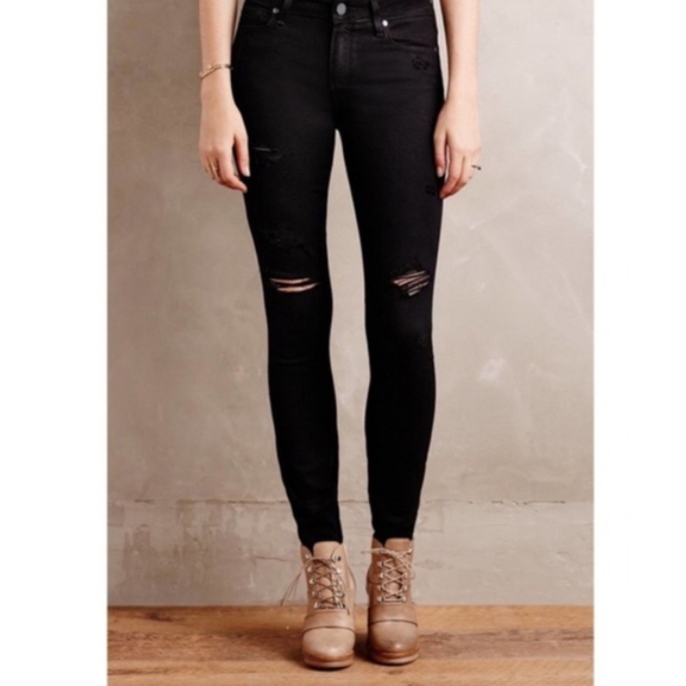 Paige Verdugo Ultra Skinny Black Distressed Jeans